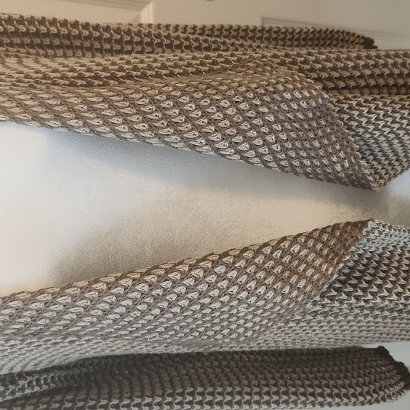 Waffle Knit Open Front Long Sleeve Tan And Cream Sweater S - Picture 11 of 11